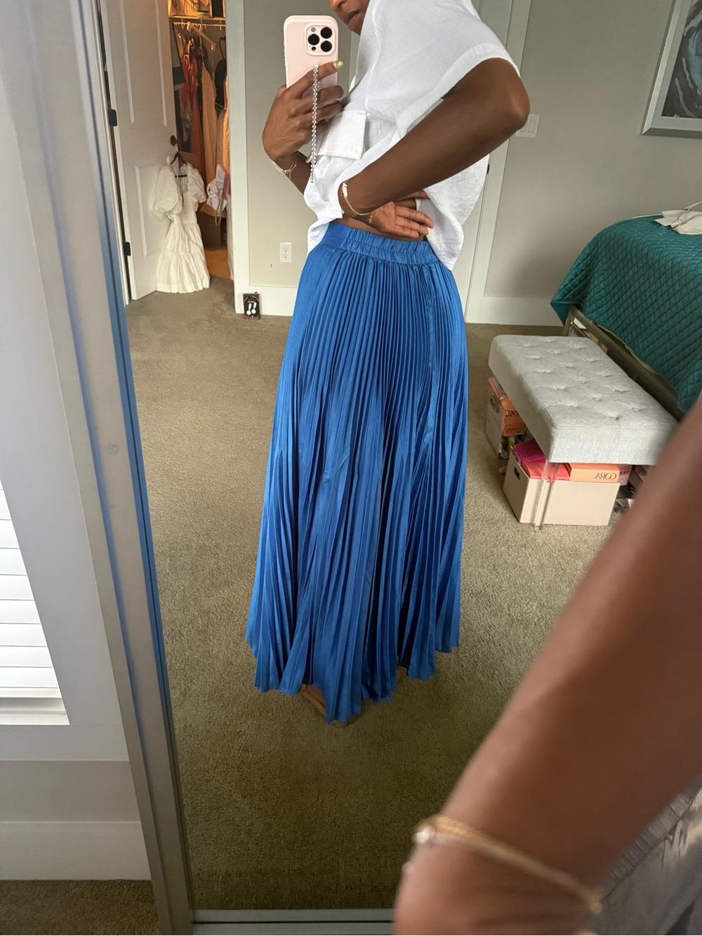 Blue pleated midi skirt - Picture 8 of 11